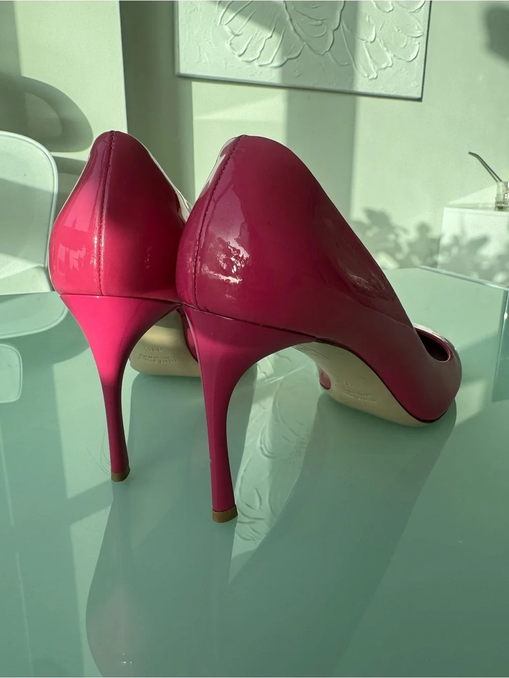 Miu Miu Pink Patent Leather Pointed-Toe Pumps